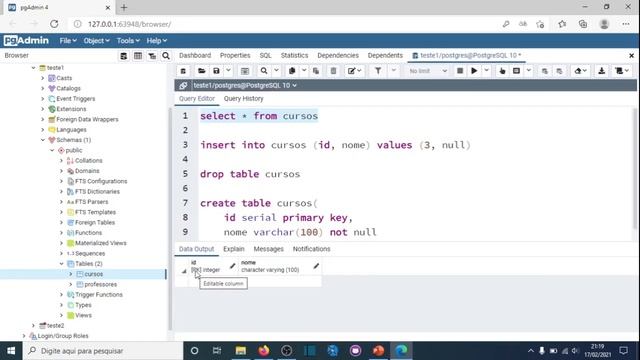 Aula 06 - Criando chaves primárias no PostgreSQL смотреть онлайн