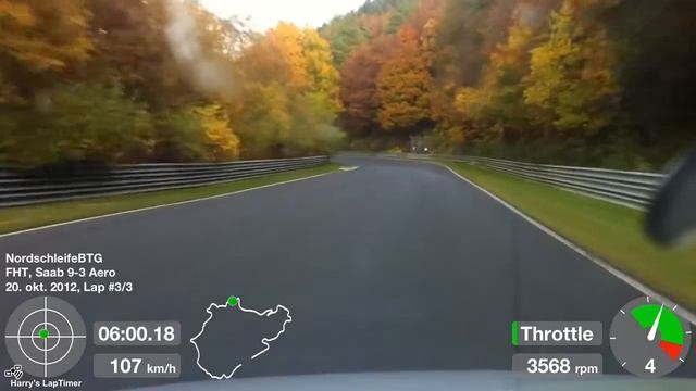 2000 Saab 9-3 Aero på Nürburgring with OBD data - bad connection! смотреть онлайн