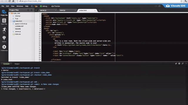 Cloud9 IDE: Git Workflow смотреть онлайн