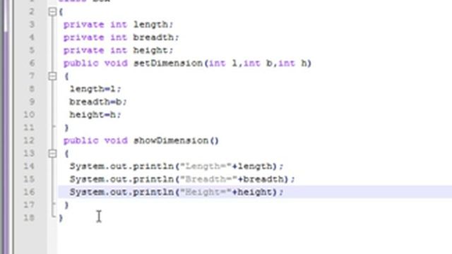 Java program to create class Box смотреть онлайн
