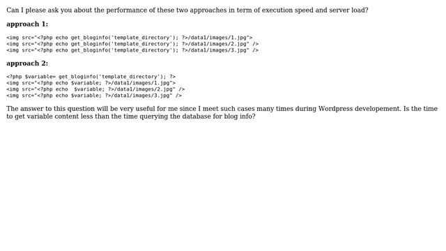 Wordpress: Using get_bloginfo('template_directory') or variable - performance issue смотреть онлайн