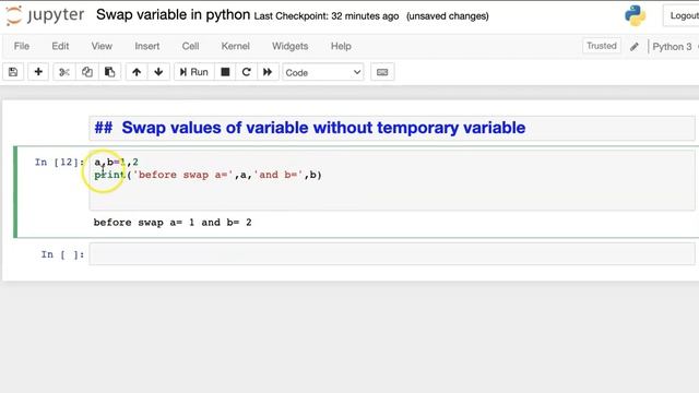 One line code to swap values in python смотреть онлайн