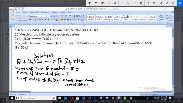 CHEMISTRY PAST QUESTIONS AND ANSWER 2018 THEORY 1C смотреть онлайн