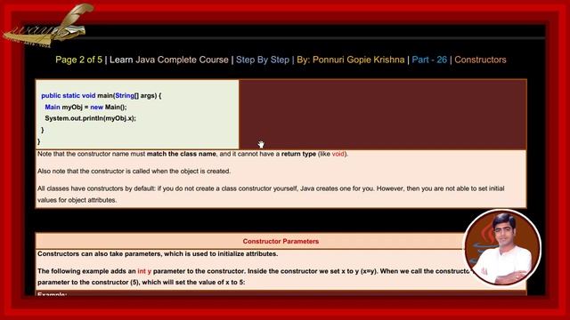 Learn Java Complete Course | Step By Step | Constructors | By: Ponnuri Gopie Krishna | Part - 26 смотреть онлайн