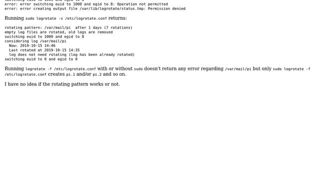 Raspberry Pi: Permissions error with logrotate смотреть онлайн