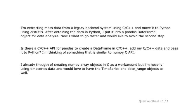 Pandas : Is there a C/C++ API for python pandas? смотреть онлайн