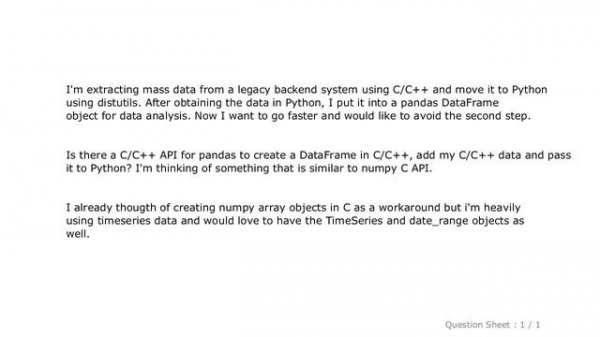 Pandas : Is there a C/C++ API for python pandas?