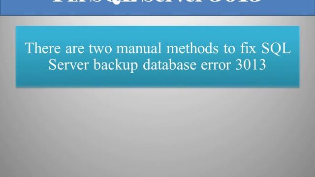 How to fix SQL Server Backup Database Error 3013 смотреть онлайн