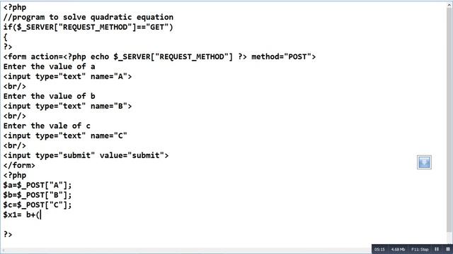 solving quadratic equation using php смотреть онлайн