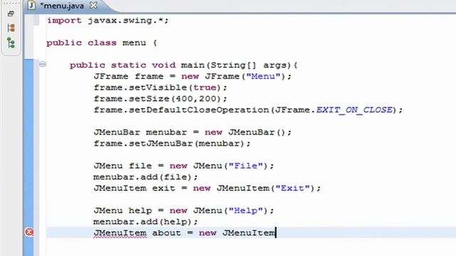 Java Swing Menu смотреть онлайн