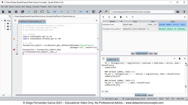 Linear Regression. Coefficient of Determination in Python (Spyder) смотреть онлайн
