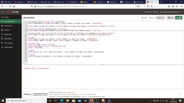 S13 Demonstration of SUB Query with Live SQL смотреть онлайн