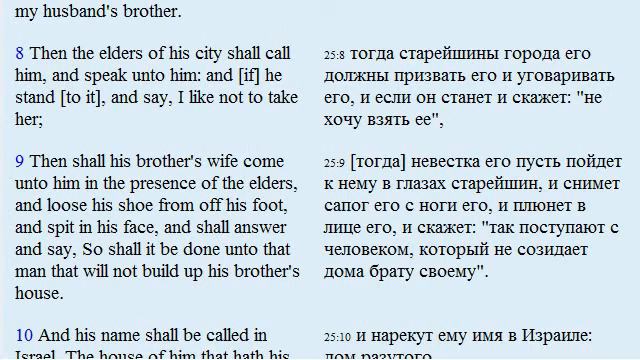 Английский язык. colored text. Второзаконие Deuteronomy 25 KJV смотреть онлайн