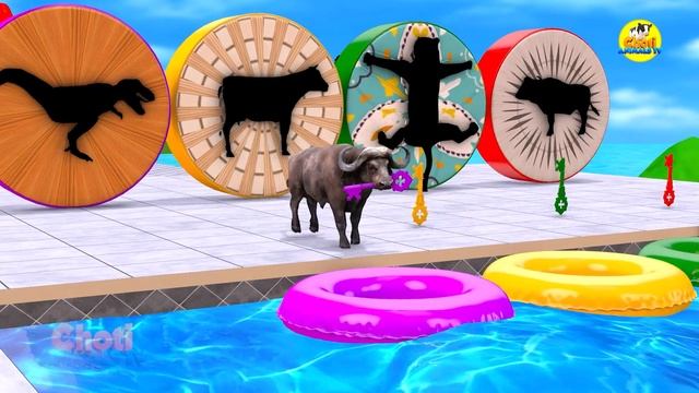Choose the Right Wall Mystery Shape Challenge with Cow Elephant Mammoth Gorilla Dinosaur Animal Gam смотреть онлайн