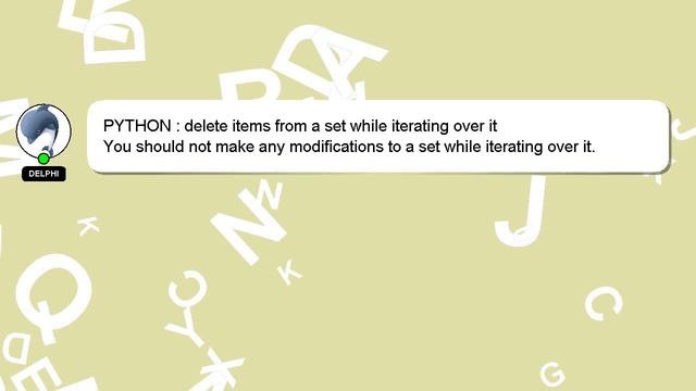 PYTHON : delete items from a set while iterating over it смотреть онлайн
