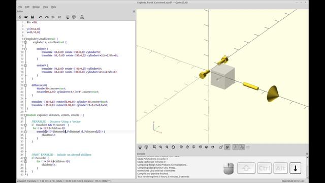 OpenSCAD - utility - explode() module смотреть онлайн