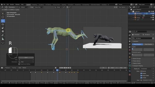 BLENDER 3.0 Анимация ШИМПАНЗЕ 6 бег