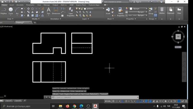 AUTOCAD , 3 GÖRÜNÜŞ İZOMETRİK ÇİZİM. смотреть онлайн
