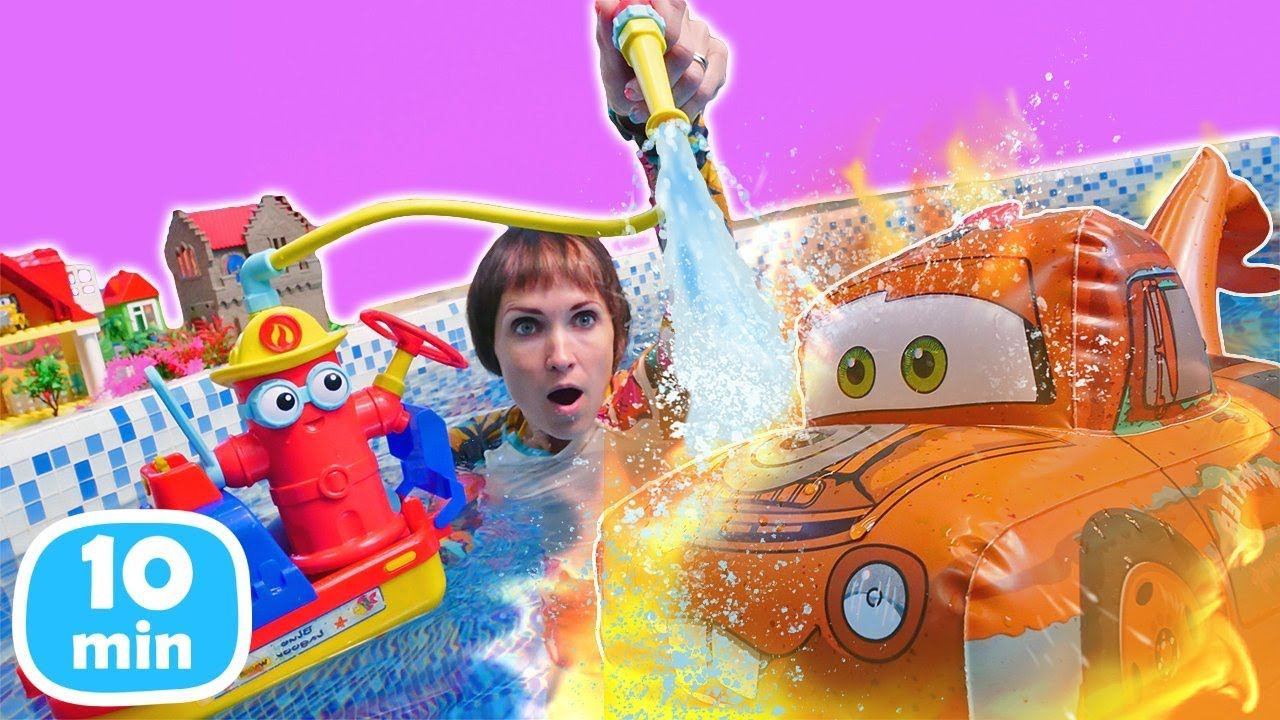 Игры про пожарных с Машей Капуки Кануки! Видео про игрушки Тачки и Грузовичок Лева смотреть онлайн