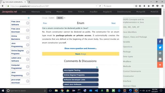Can a enum constructor be declared public in Java?
| javapedia.net смотреть онлайн