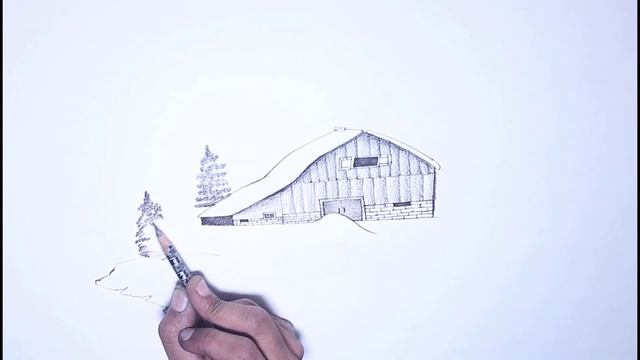 How To Draw Awesome Winter Landscape With Snow | Pencil Sketch смотреть онлайн