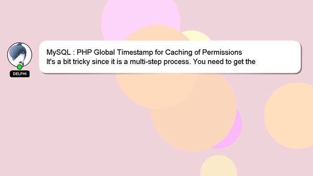 MySQL : PHP Global Timestamp for Caching of Permissions смотреть онлайн