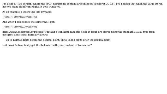 Databases: jsonb and numeric precision and scale смотреть онлайн