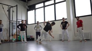 Capoeira movement battle. Having fun after Roda