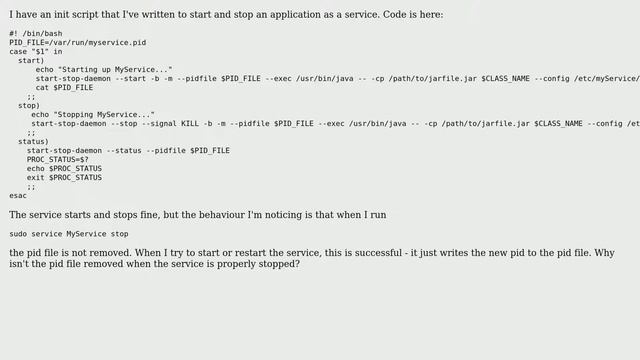 Ubuntu: start-stop-daemon not removing old pid file смотреть онлайн