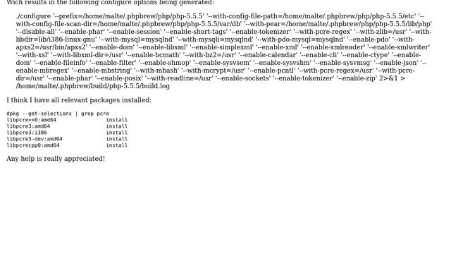 Unix & Linux: compiling PHP fails cause of libpcre смотреть онлайн