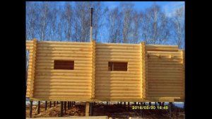 Сруб из оцилиндрованного бревна. Сборка