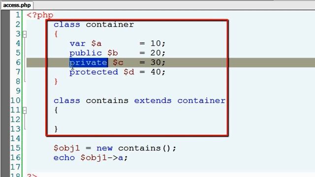 Access Specifiers: PHP OOP смотреть онлайн