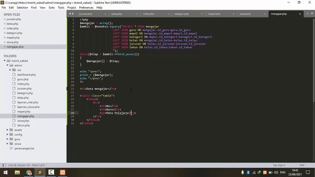Tutorial Sistem Informasi AKADEMIK dengan PHP dan MySQL - 4 tampil kelas kategori mapel mengajar смотреть онлайн