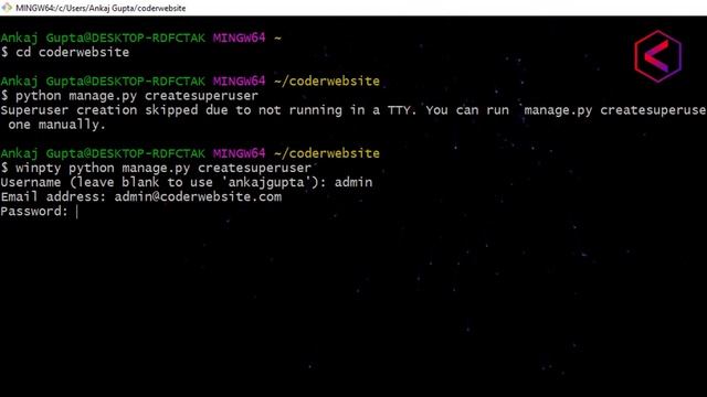 Unable to create superuser in django due to not working in TTY | createsuperuser manage.py not work смотреть онлайн