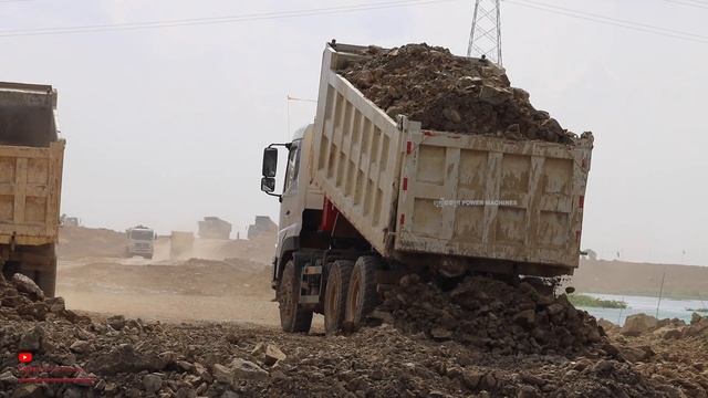 Incredible Design Construction New Road Cross The Water Building By Top Grade Dozer And Dump Trucks смотреть онлайн