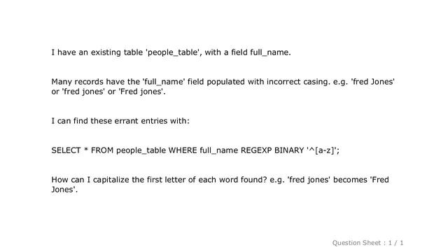 MySQL : Capitalize first letter of each word, in existing table смотреть онлайн