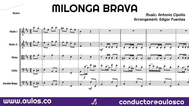 Milonga Brava - Antonio Cipolla - Music Sheet (Partitura) - Aulos.co смотреть онлайн