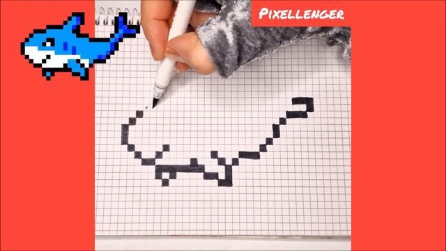 Акула Как рисовать по клеточкам Пиксель Арт Простые рисунки How to Draw Shark Pixel Art смотреть онлайн