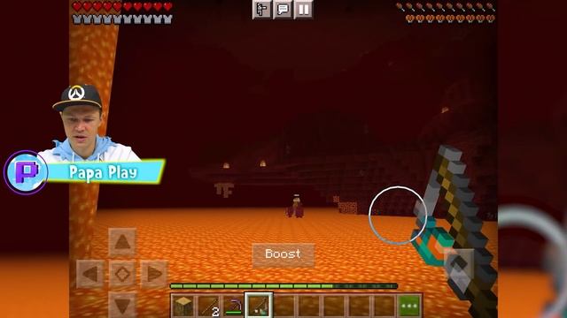 Катаемся на СТРАЙДЕРЕ по озеру лавы в Незере Minecraft смотреть онлайн