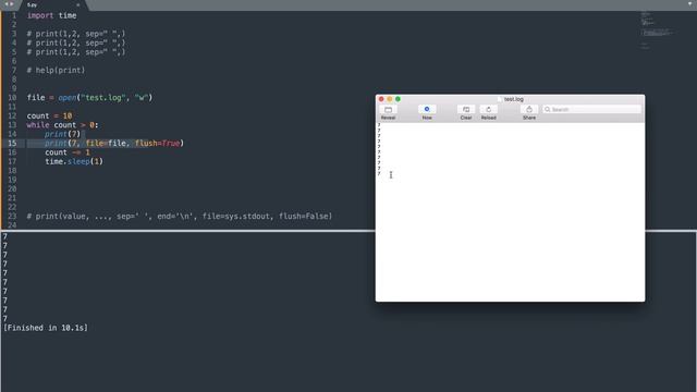 Обновляем файлы на лету через flush() в Python. смотреть онлайн