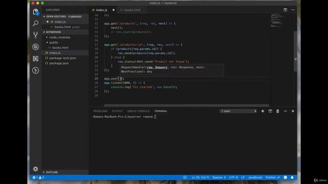 EXpress JavaScript - Промежуточная обработка для обработки ошибок смотреть онлайн