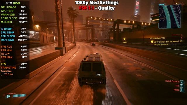 Cyberpunk 2077 (Patch 1.61) : GTX 1650 + I5 11400F - 1080p All Settings (FSR 2.1) смотреть онлайн