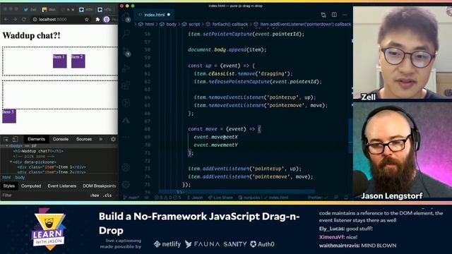 Build a No-Framework JavaScript Drag-n-Drop (with Zell) — Learn With Jason смотреть онлайн