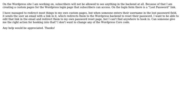 Wordpress: Changing "Lost Password Email Link" to custom password reset page смотреть онлайн