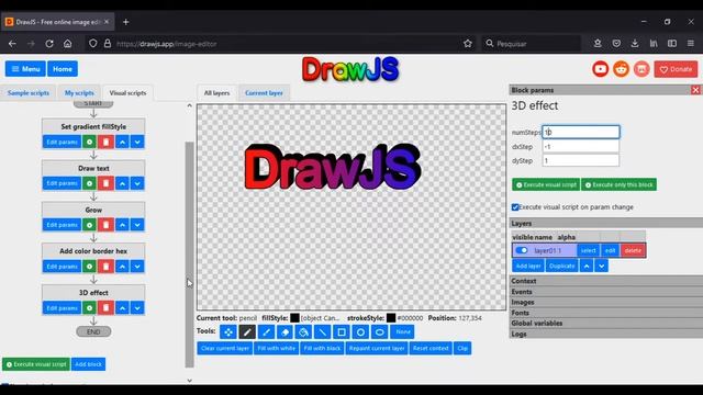 Creating visual scripts in DrawJS image editor смотреть онлайн