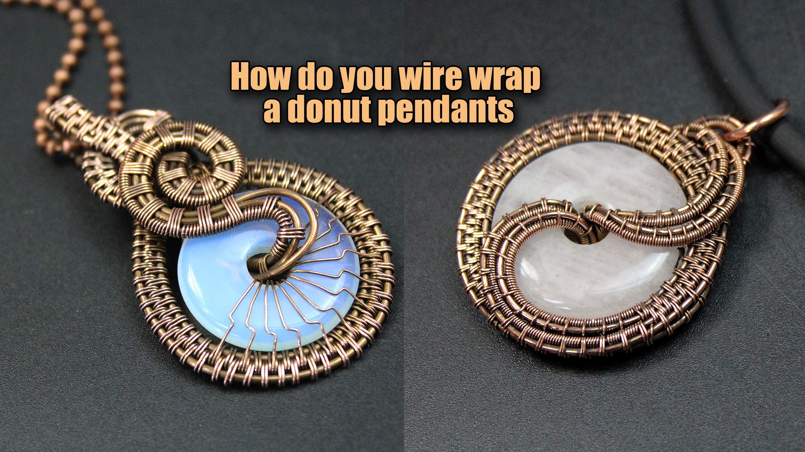Кулон из медной проволоки и камня в форме Пончик. Украшения из проволоки в технике Wire Wrap смотреть онлайн