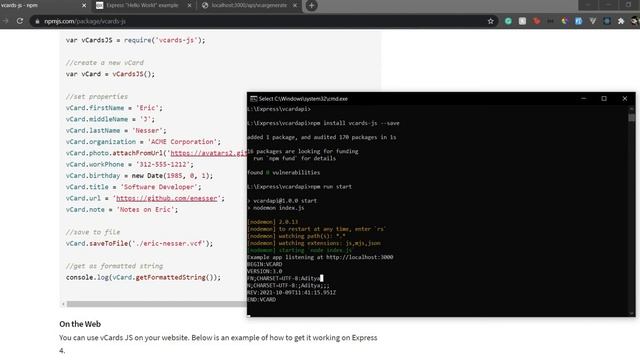 Creating VCard File with Express JS | VCard File over API | Tips to embed in QR code смотреть онлайн