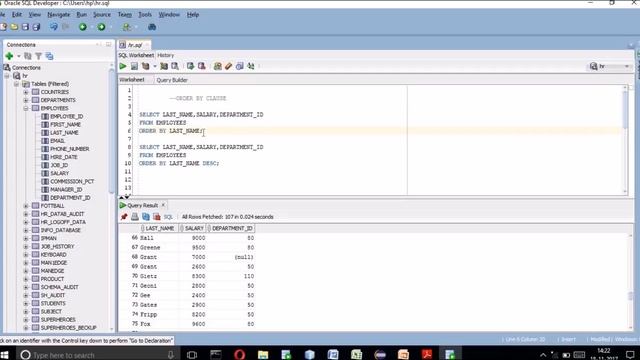 Oracle Database11g tutorials 7: how to use ORDER BY clause смотреть онлайн