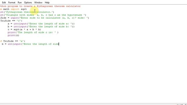 Python program to create a Pythagorean theorem calculator смотреть онлайн