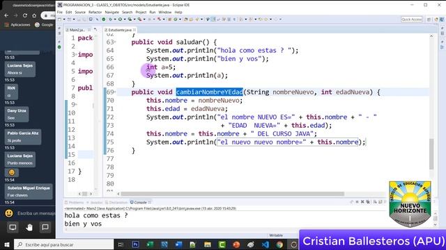Clases y métodos void return en JAVA Ejemplo saludar cambiar atributos dividir смотреть онлайн